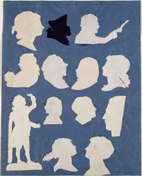 Estudo de Perfis e um Orador (colagem sobre papel)